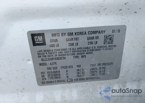 2019 Buick Encore Awd Essence z USA, uszkodzony, nr VIN KL4CJGSM1KB838784